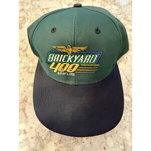 Vintage 1998 Brickyard 400 Snapback Hat Logo 7 Indianapolis Motor Speedway Green